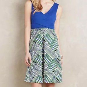 Anthropologie Blue and Green Dress